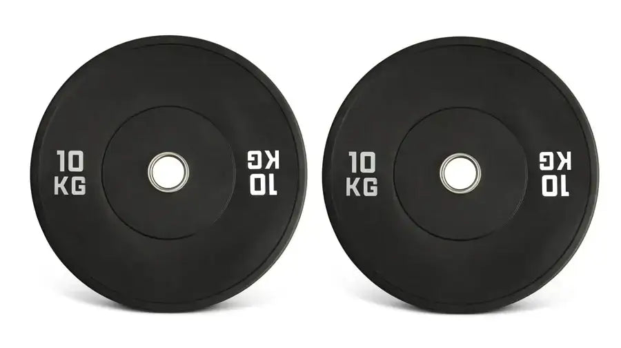 Gym Masters 10-kg-Bumper-Platten-Set für Krafttraining, geeignet für olympische Langhanteln, langlebige Gummibeschichtung.