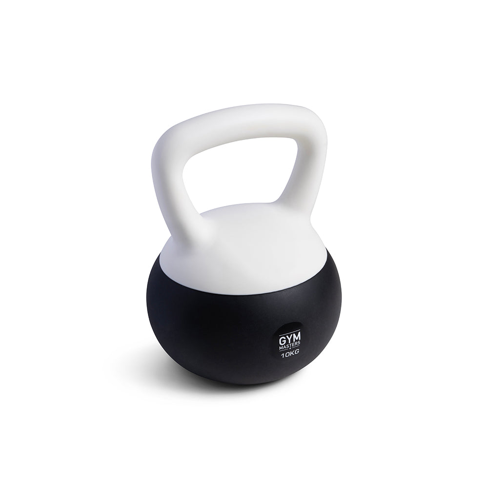 Weiches Kettlebell-Set, 7 Stück (4 kg bis 16 kg) mit schwarzer und weißer 10-kg-Kettlebell, ideal für sicheres Training.