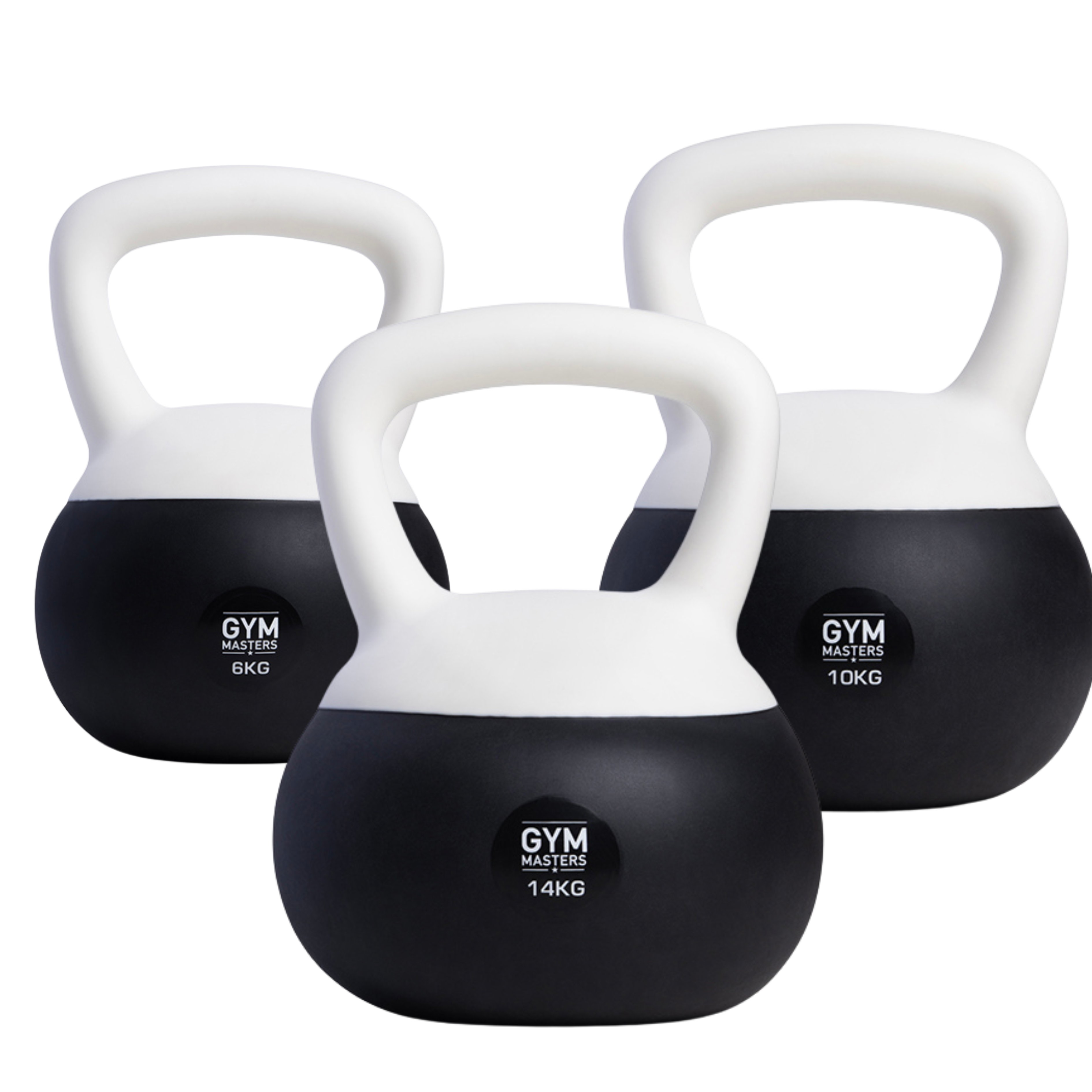 Weiches Kettlebell-Set 3 Stück (6 kg & 10 kg & 14 kg) von Gym Masters für Krafttraining und Mobilität.