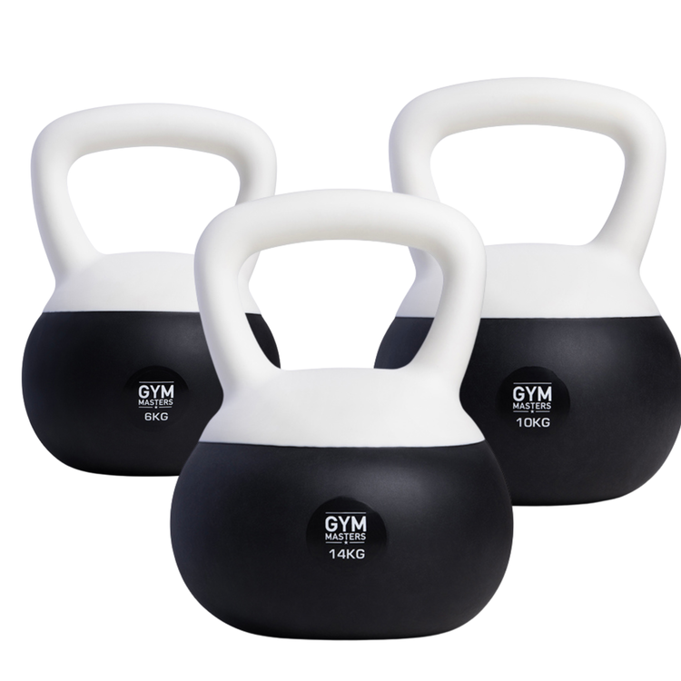 Weiches Kettlebell-Set 3 Stück (6 kg & 10 kg & 14 kg) von Gym Masters für Krafttraining und Mobilität.