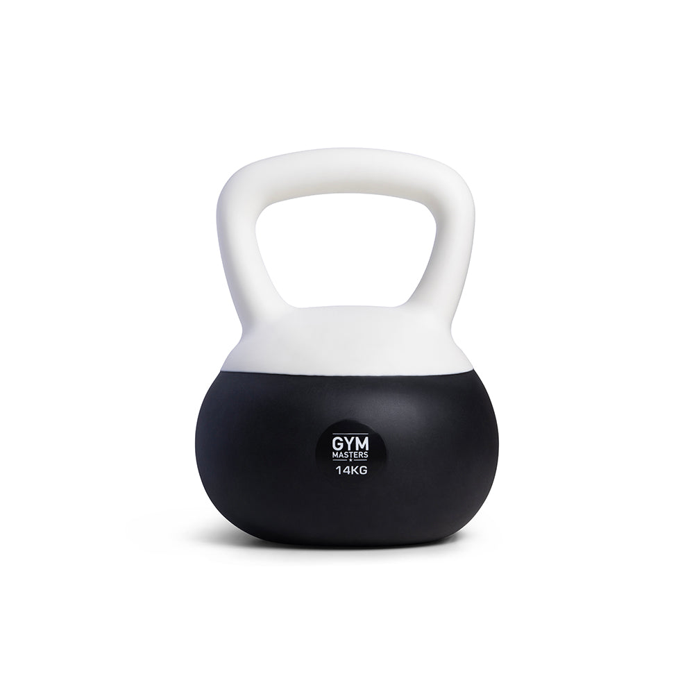 Weiche 14-kg-Kettlebell von Gym Masters mit komfortabler weicher Außenhülle für sicheres Training.