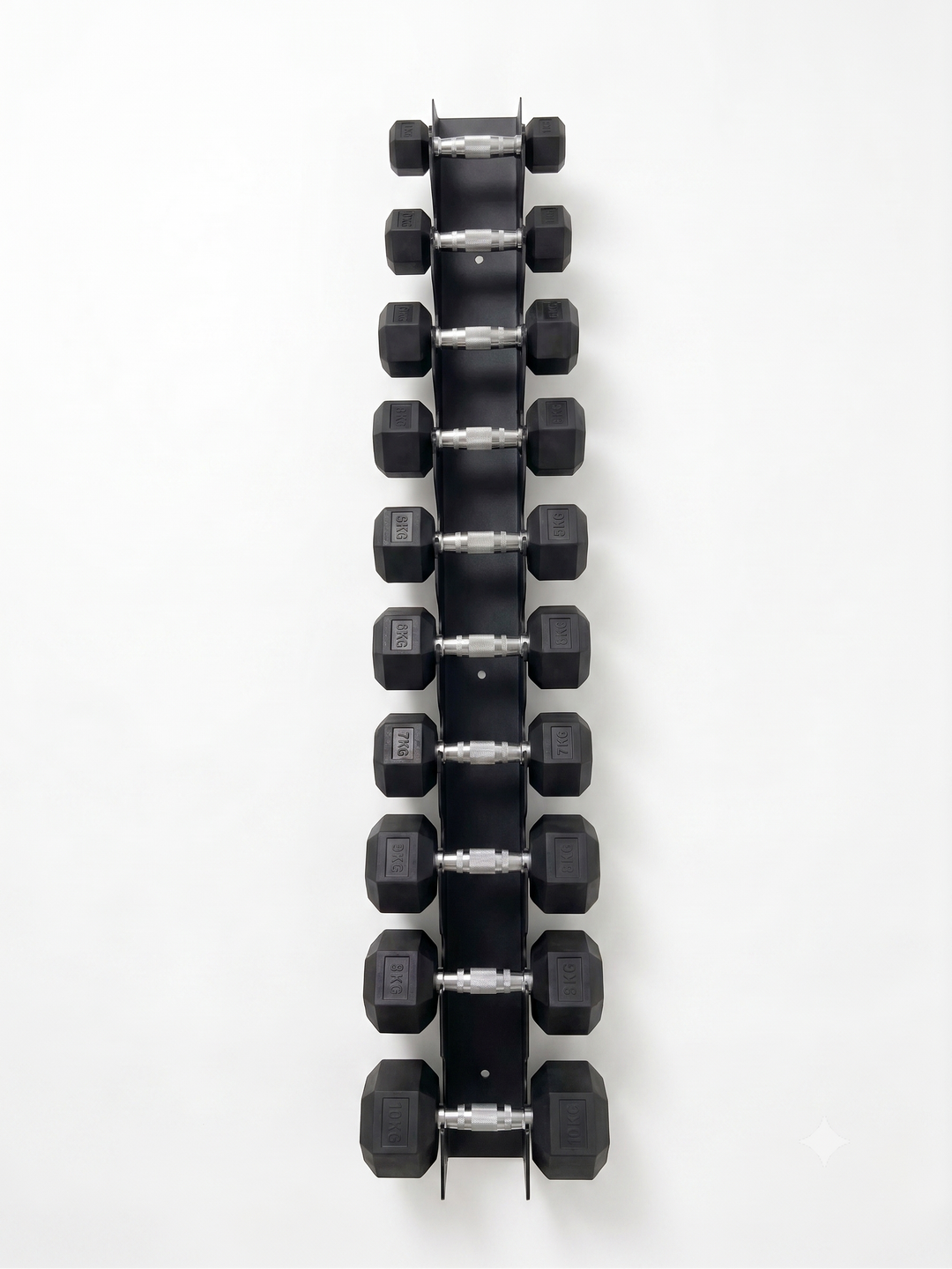 Dumbbellrek muurbevestiging (voor 10 stuks – max. 10kg dumbbell)