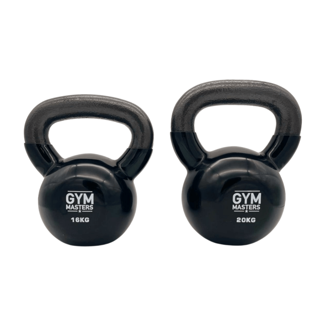 Set aus 16 kg und 20 kg Kettlebells von Gym Masters für effektives Krafttraining und Workouts.