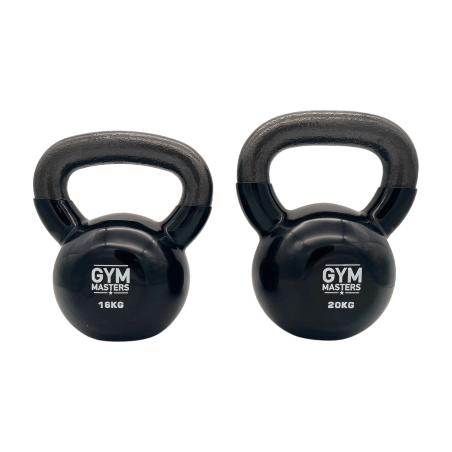 Set aus 16 kg und 20 kg Kettlebells von Gym Masters für effektives Krafttraining und Workouts.