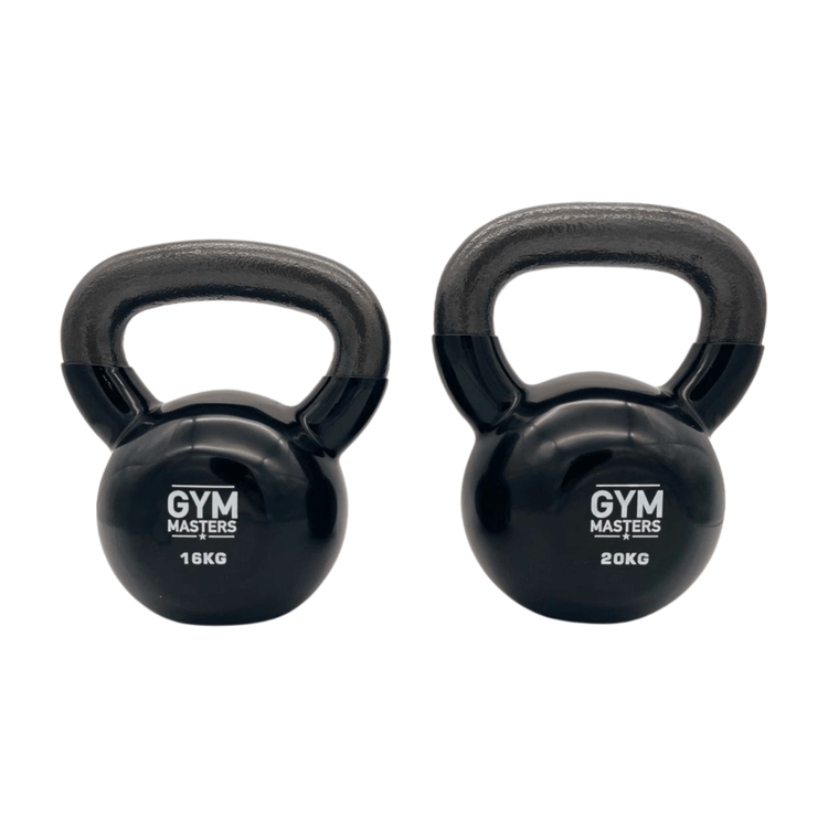 Set aus 16 kg und 20 kg Kettlebells von Gym Masters für effektives Krafttraining und Workouts.