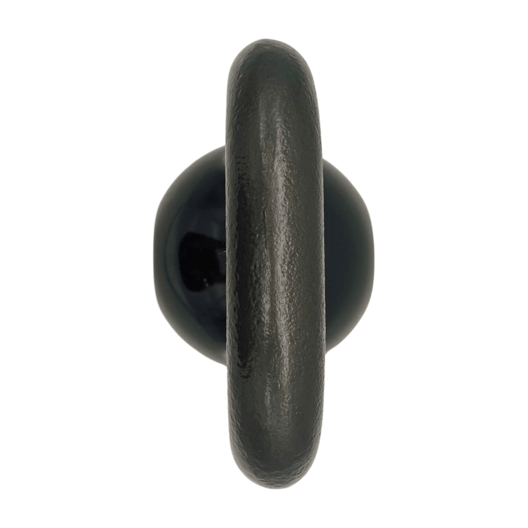 Draufsicht auf eine 20-kg-Vinyl-Kettlebell mit ergonomischem Design für einen bequemen Griff während des Trainings.