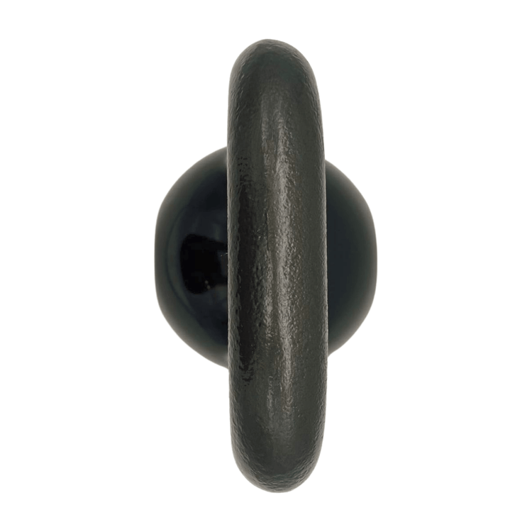 Draufsicht auf eine 20-kg-Vinyl-Kettlebell mit ergonomischem Design für einen bequemen Griff während des Trainings.
