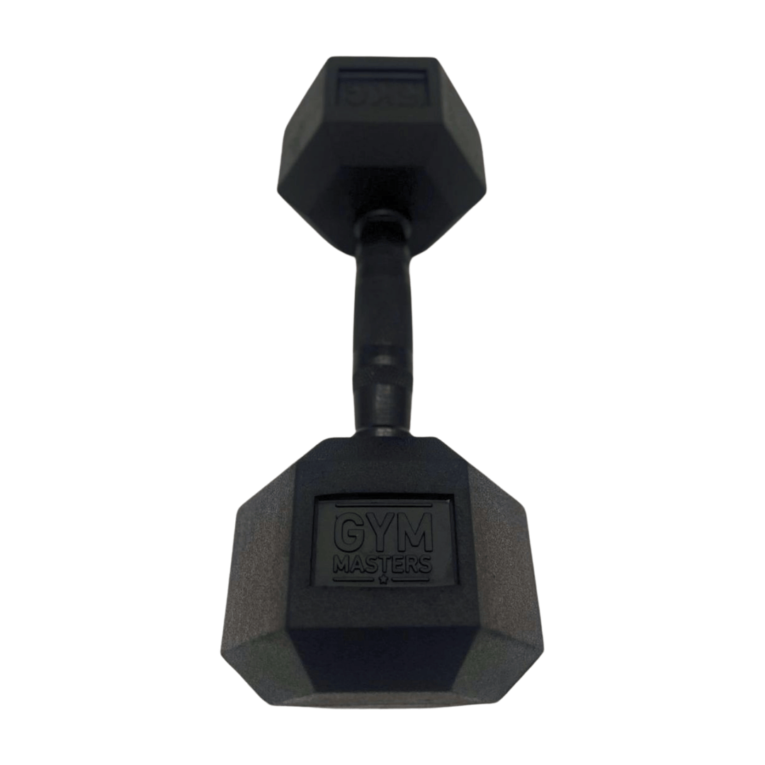Gym Masters 5 kg Hexa-Hantel, vielseitiges Design, langlebige schwarze Oberfläche, ideal für das Training zu Hause und Personal Training.