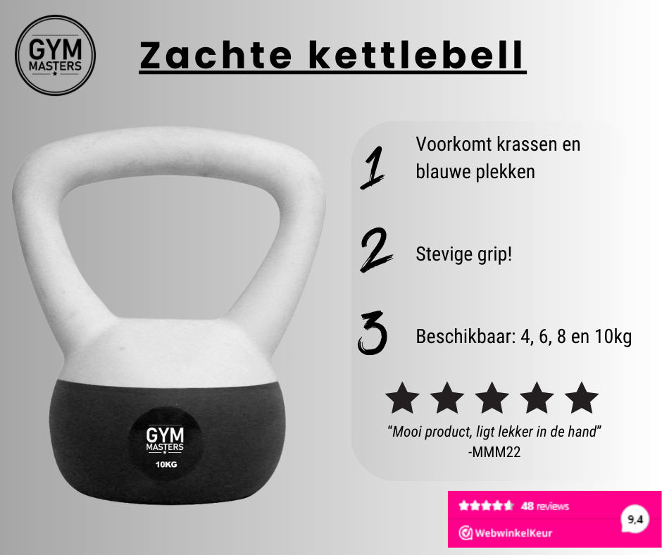 Weiche Kettlebell von Gym Masters mit weicher Beschichtung, sicher für das Training zu Hause, erhältlich in mehreren Gewichten.