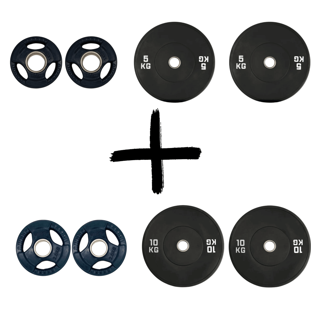 Gym Masters Bumper Plates Set inklusive 5 kg und 10 kg Gewichte für effizientes Training im Home Gym.