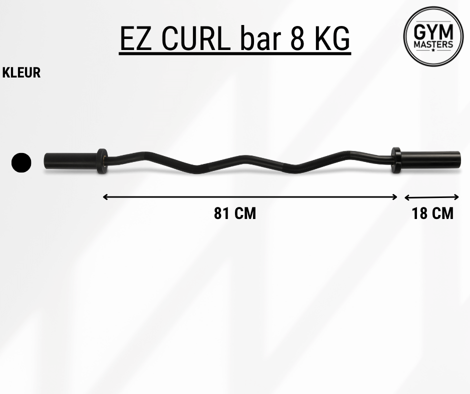 Abmessungen Gym Masters schwarze Curlstange / EZ-Stange (Premium) - 50MM - 120cm Gym Masters schwarze Curlstange / EZ-Stange (Premium) - 50MM - 120cm