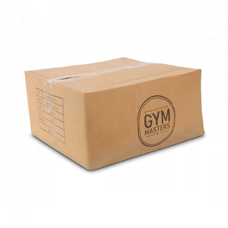 Gym Masters Markenbox mit Fitnessgeräten, sicher verschlossen und versandbereit.
