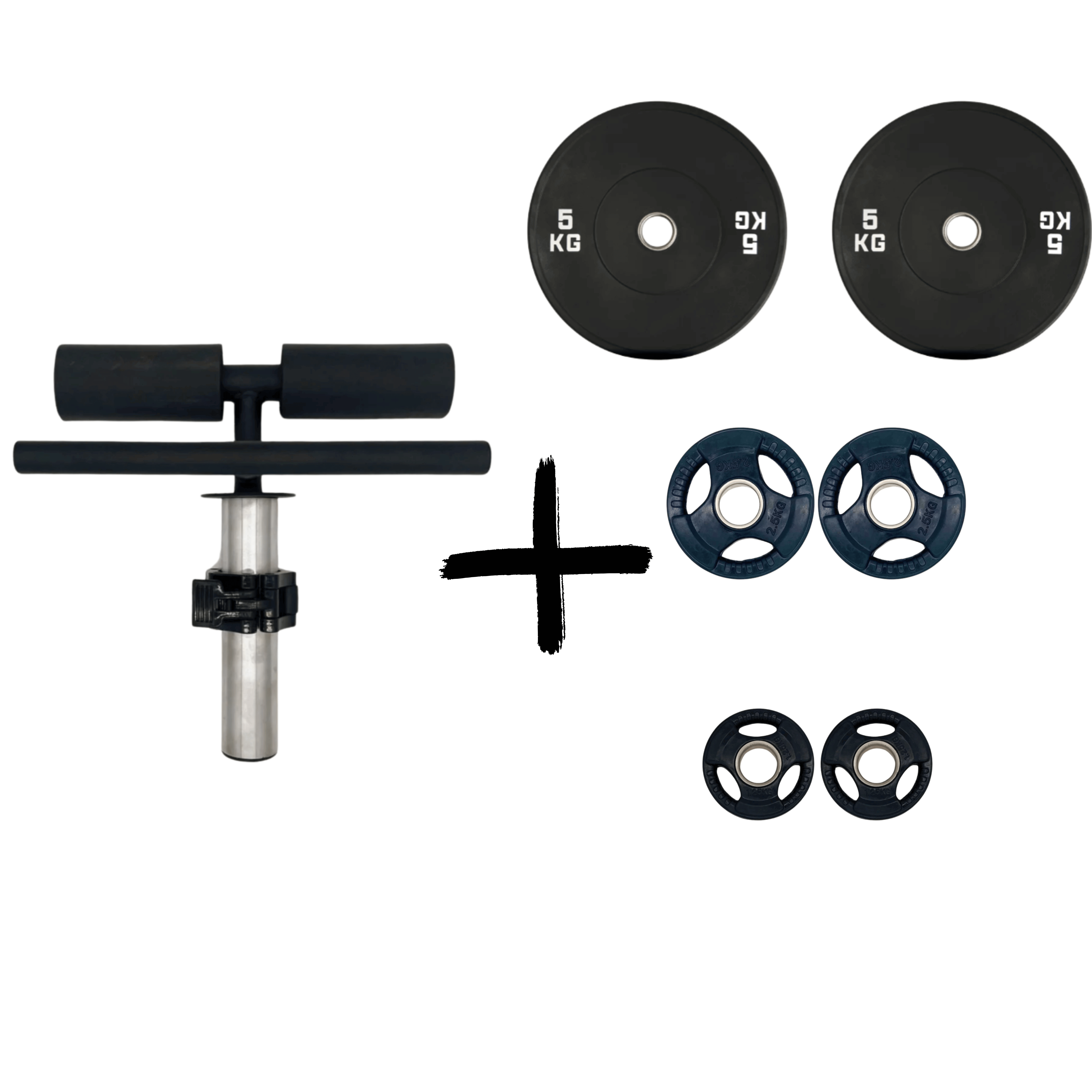 Gym Masters Tib Bar Set mit 1,25 kg, 2,5 kg und 5 kg Bumper Plates für effektives Beintraining.