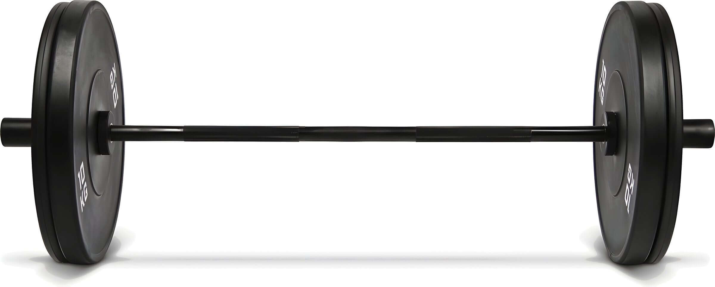 Gym Masters Halterstangen-Set – 120 cm Langhantel + Lockjaw-Verschlüsse (50 mm) mit schwarzen Gewichten.